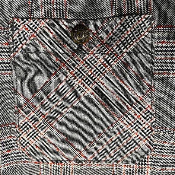 Free People Glen Plaid Flare Trouser Pants Gray Black Red Y2K Academia Size 10 - Picture 7 of 10